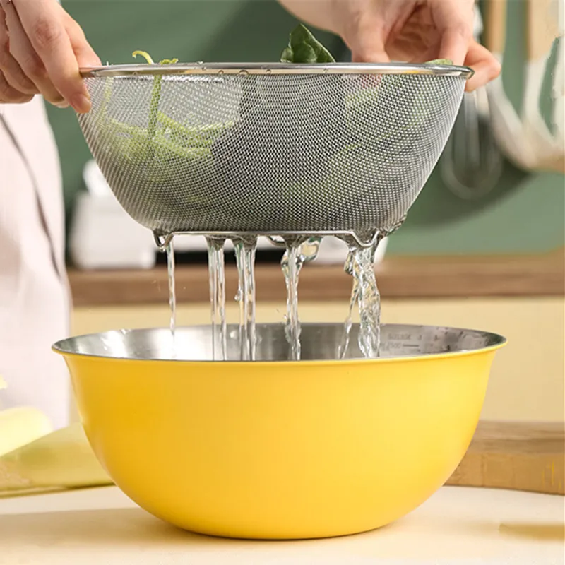 

Large Capacity Stainless Steel Salad Bowls Japanese Metal Fruit Ramen Noodle Cooking Bowl with Scale Tableware Kitchen Utensils
