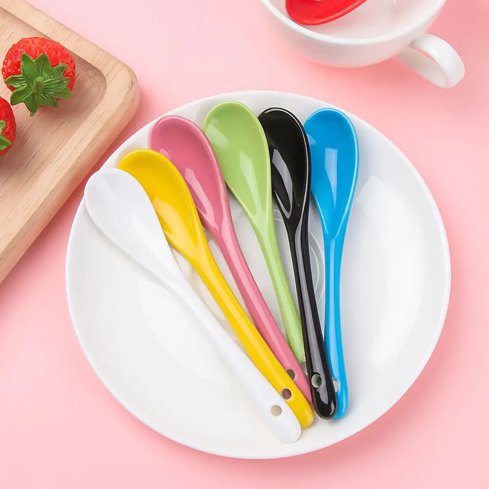 Porcelain Spoons Mini Kitchen Ceramic Tea Coffee Sugar Dessert Spoon Ice Cream Ceramic Flatware Long Handle Spoon