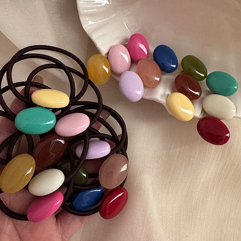 Oval Doudou High Ponytail Hair String Simple Temperament Circle Bun Updo Hairtie High Elastic Basic Rubber Band