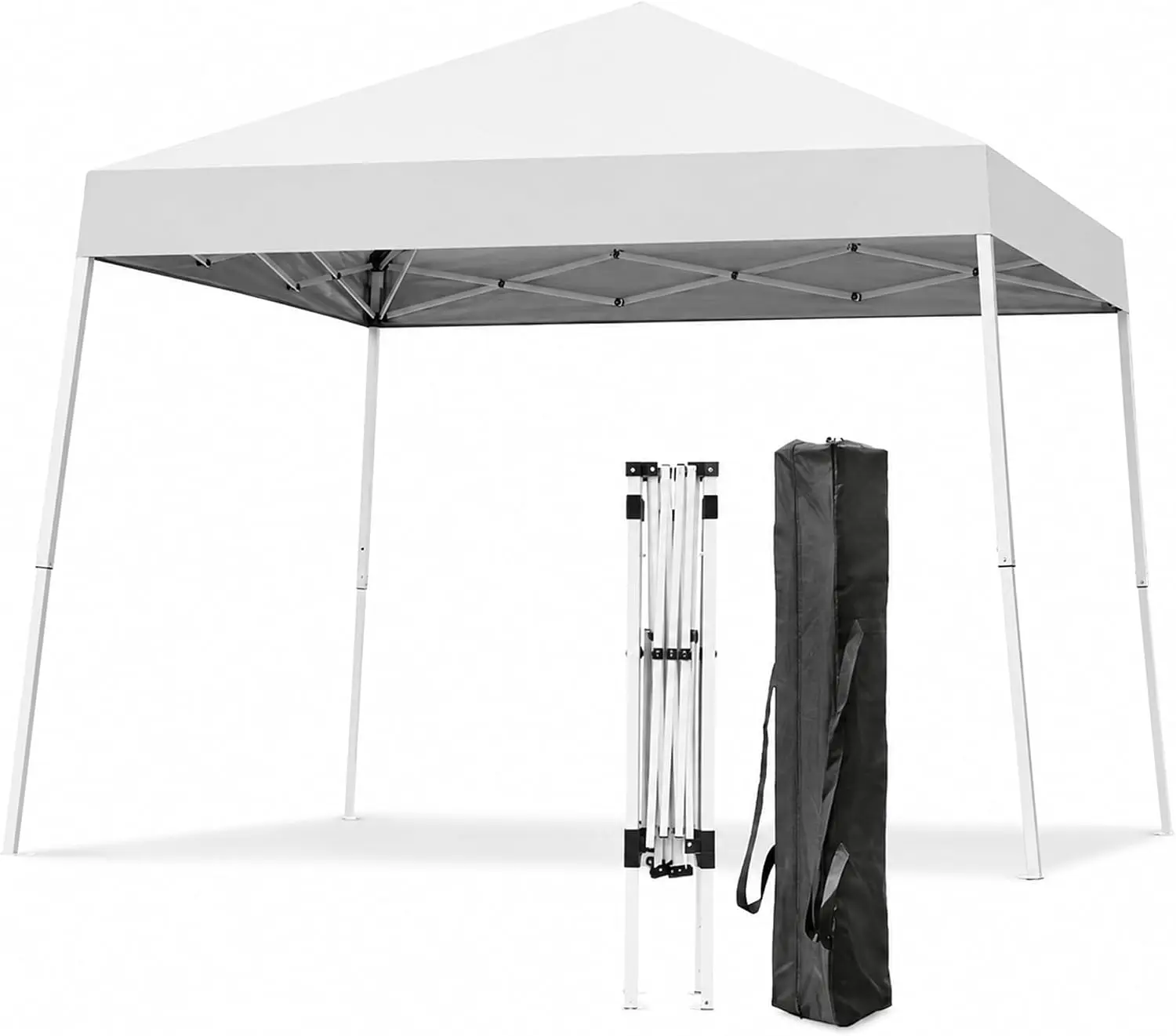 Tacleekii 10x10 ft Pop Up Canopy Tent with Slant Legs Instant Outdoor Gazebo with Heavy Duty Steel Frame, UV & Water-Resistant Portable Shade Shelter for Patio, Backyard, Camping, Beach, White