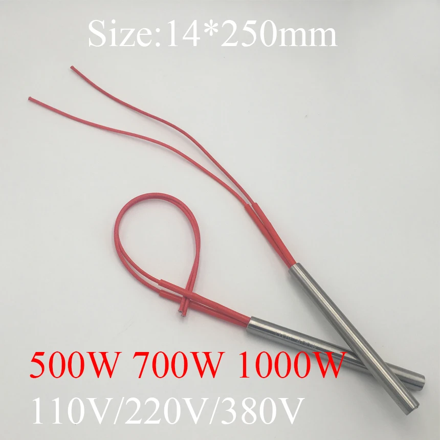 14x250 14*250 مللي متر 500 واط 700 واط 1000 واط التيار المتناوب 110 فولت 220 فولت 380 فولت الفولاذ المقاوم للصدأ اسطوانة أنبوب قالب التدفئة عنصر واحد نهاية خرطوشة سخان