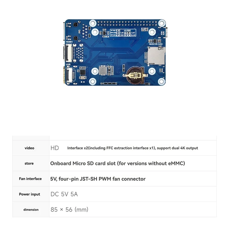 

Новинка 2025 года, мини-базовая плата Waveshare для вычислительного модуля Raspberry Pi 5 JST-SH FAN USB-совместимая RJ45 Gigabit Ethernet M.2 Slo