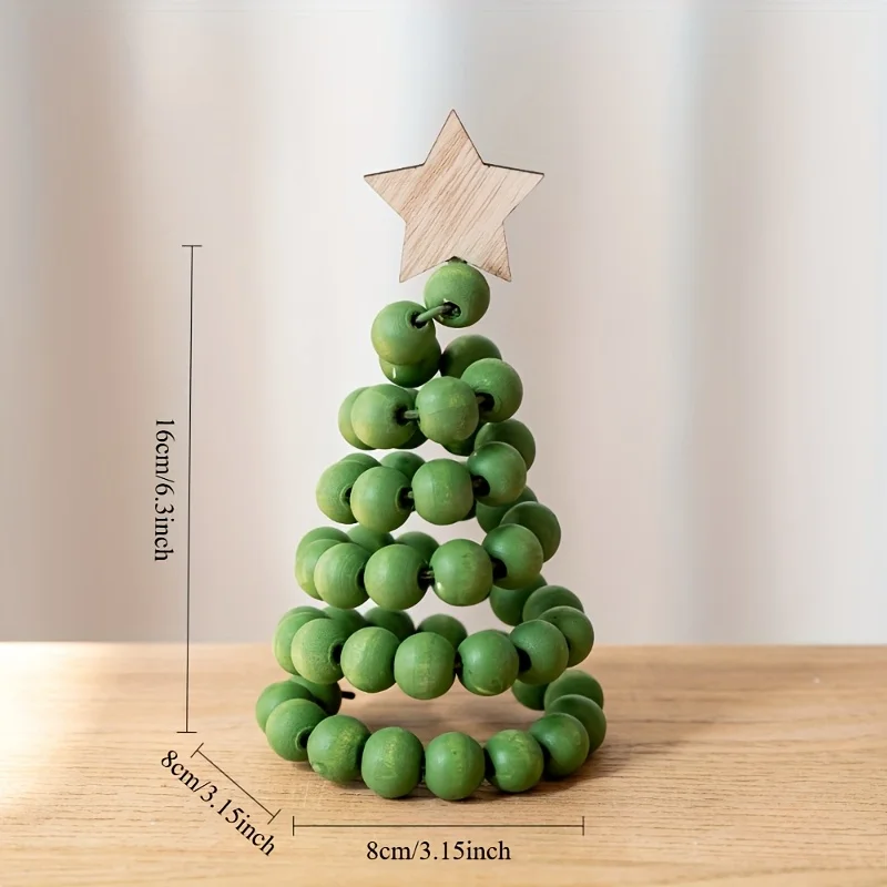 Round Bead Hollow Out Wooden Christmas Decoration Creative Nordic Wooden Christmas Tree Desktop Ornament Handicrafts Gifts