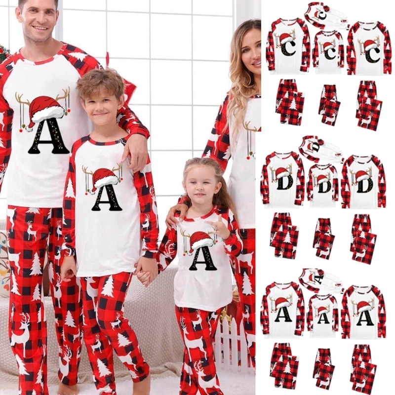 Family Matching Pajamas Sets Christmas Sleepwear Letter Printed Long Sleeve Holiday Jammies Festival Sleepwear image 5