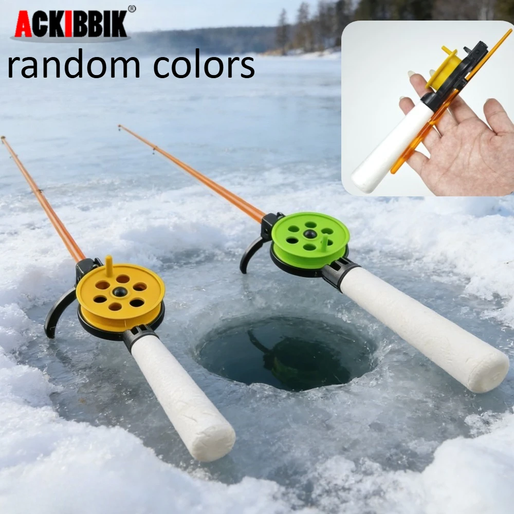 1pc Mini Ice Fishing Rod with Fishing Reels Portable Telescopic Ice Fishing Pole Micro Ice Fishing Rod Accessories Fishing Pole
