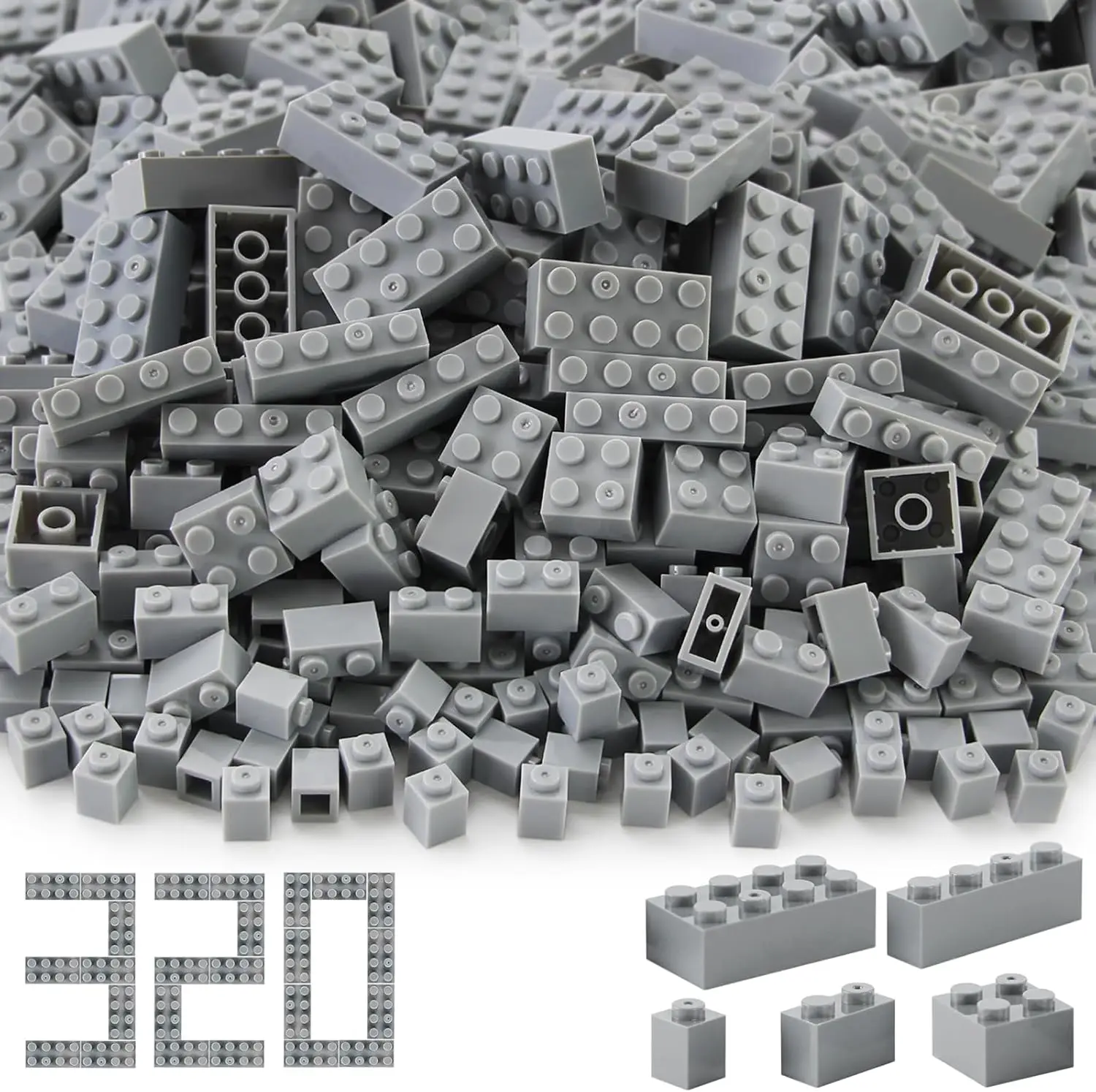 

Building Bricks 1x1 1x2 1x4 2x2 2x4 Bulk 320 Pcs Mixed Sizes Classic Block Accessories Parts and Pieces Creative Toy Set for Boy