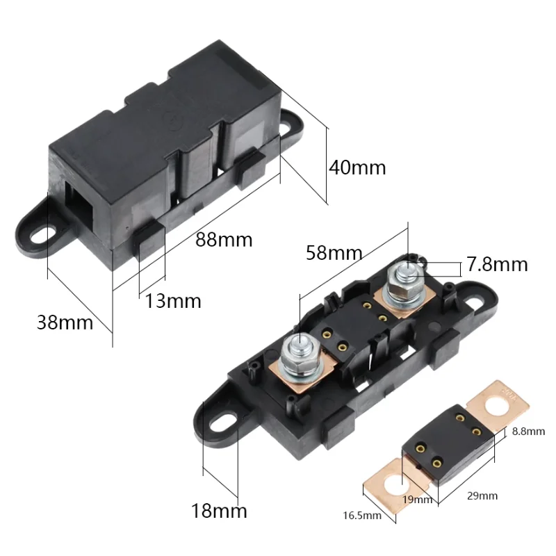 ANM-H3 Car Audio Fuse Holder Flat Fuse Screw Blade Holder 30A 40A 50A 60A 80A 100A 120A 125A 130A 150A 180A 300A 350A-500A 32V