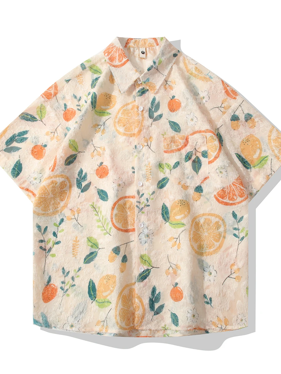 Summer Lightweight Loose Tassel Shirt Short Sleeve Couple's Outerwear Casual Holiday Top Men's Fashion Polyester Fiber