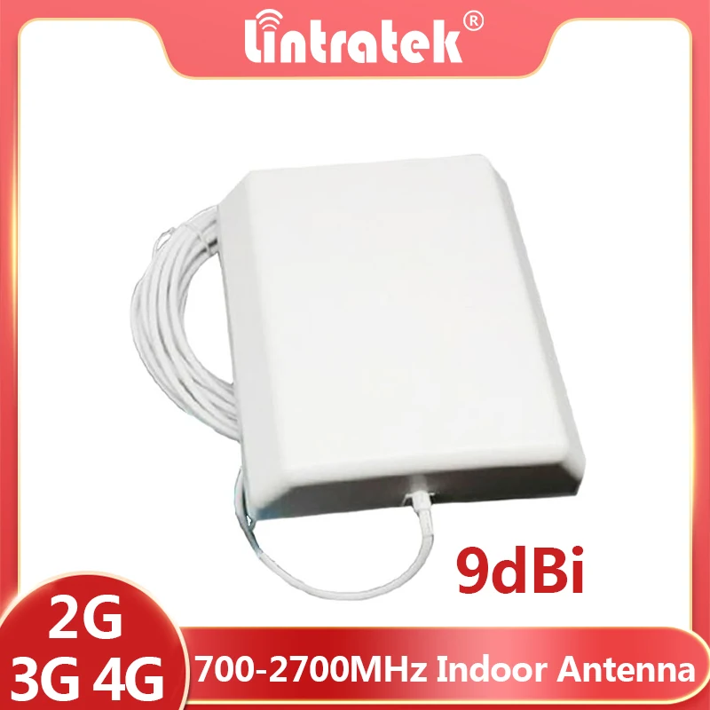 Lintratek 9dbi Indoor Antenna 700-2700MHz LTE GSM 2G 3G 4G Panel Antenna N Male Connector for Signal Booster Cellular Amplifier