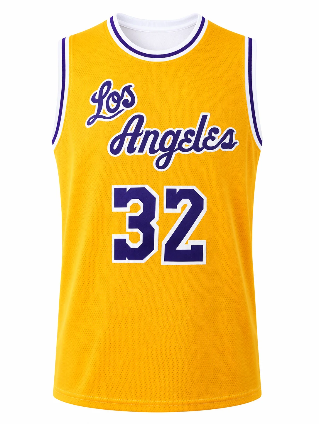 Johnson 32 Retro Basketball Jersey Men and Kids Yellow Classic Purple Letter Breathable Mesh Sleeveless Sports Fan Tank Uniform
