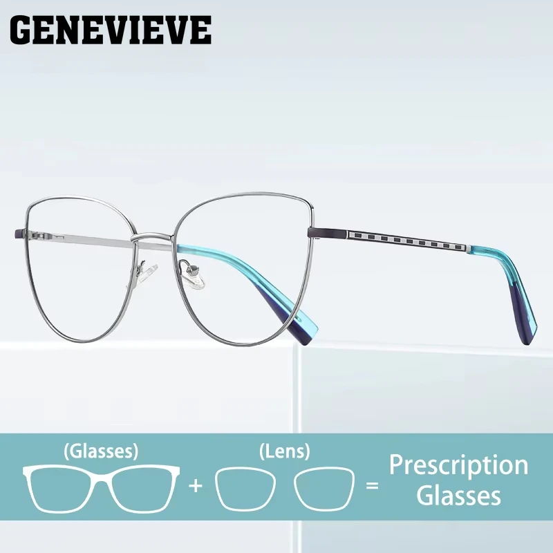 

GENEVIEVE Ladies Metal Circular Arc Anti-blue Light Can Be Customized Prescription Photochromic Six Colors To Choose FromPFD3060