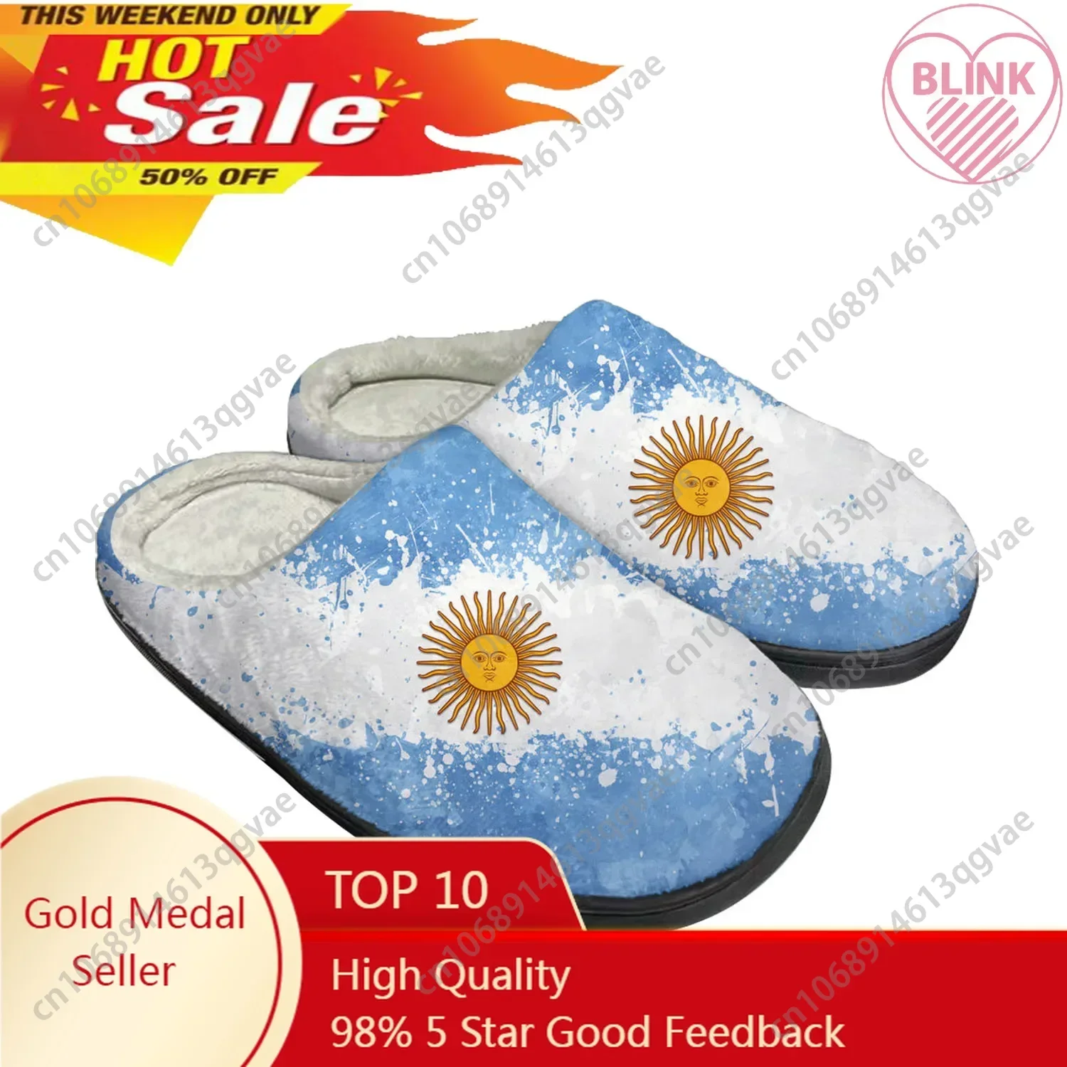 

Argentine Flag Home Cotton Custom Slippers Mens Womens Sandals Argentina Plush Bedroom Casual Keep Warm Shoes Thermal Slipper