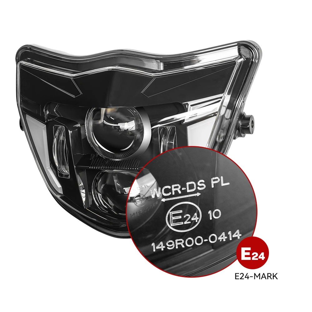 E 마크 오토바이 LED 헤드라이트 헤드램프 하이 로우 빔 DRL, 야마하 WR 250F 400F 426F 450F TTR110E XTZ 150 125 YZ 250F X 65 85
