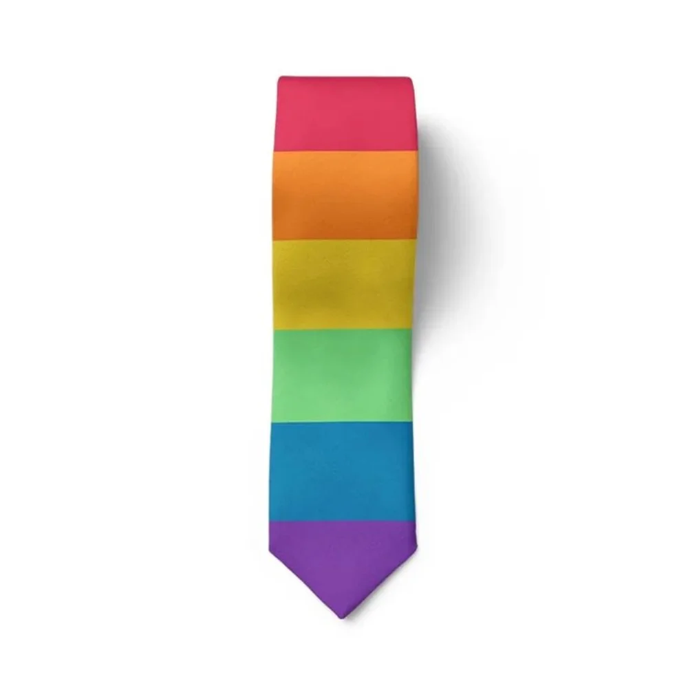 Creative 8cm Rainbow Tie Narrow Adjustable Colorful Tie Hand Tied Soft Men Necktie Unisex