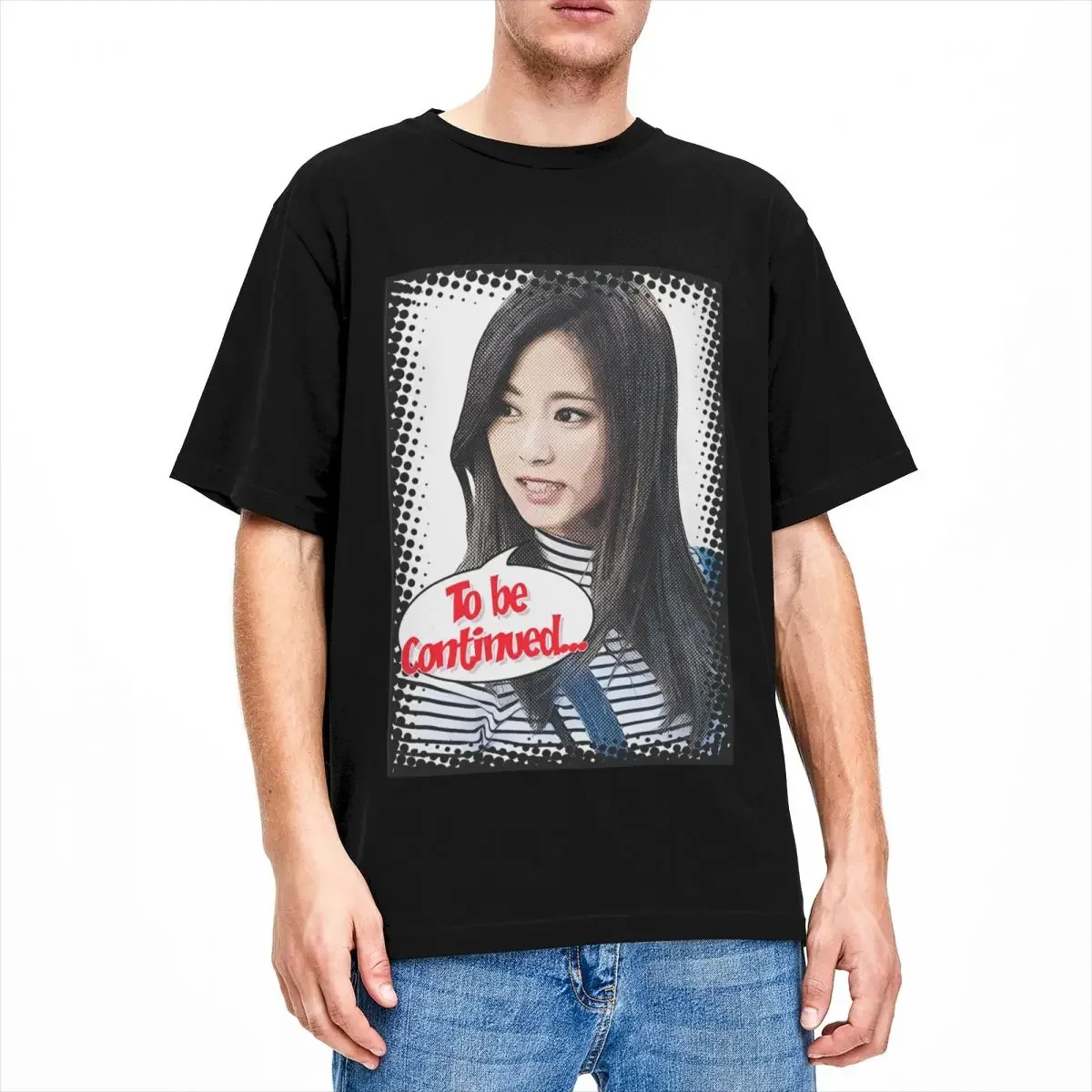 Funny Tzuyu Twice T-Shirt Men Round Collar Cotton T Shirts Korea Kpop Short Sleeve Tee Shirt Adult Tops