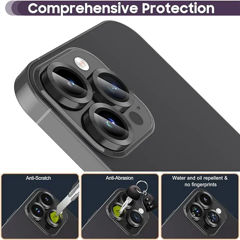 3Pcs Metal Lens Protector Glass For iPhone 16 15 13 12 11 14 Pro Max Back Camera Protection Film For iPhone 13 Mini 14 15 Plus