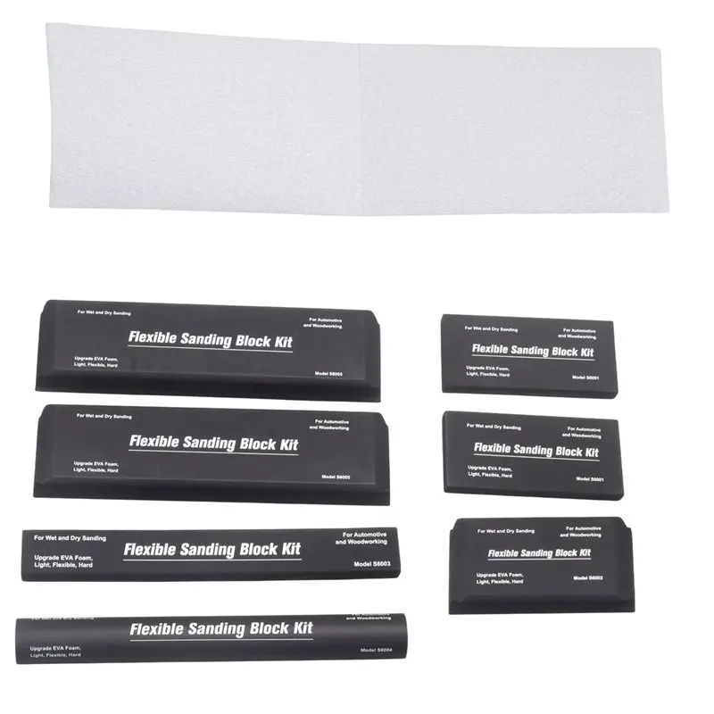 

AA76-Auto Body Sanding Block Set With Sandpaper Sheets–Hand Abrasives Kit Of 7 For Automotive Paint Sand