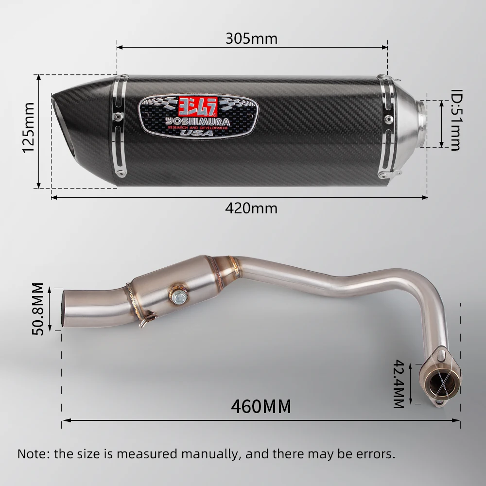 R77 Motorcycle Exhaust Pipe Slip on for Forza300 FORZA300 NSS300 Stainless Steel Header Full Exhaust System Carbon Fiber Muffler
