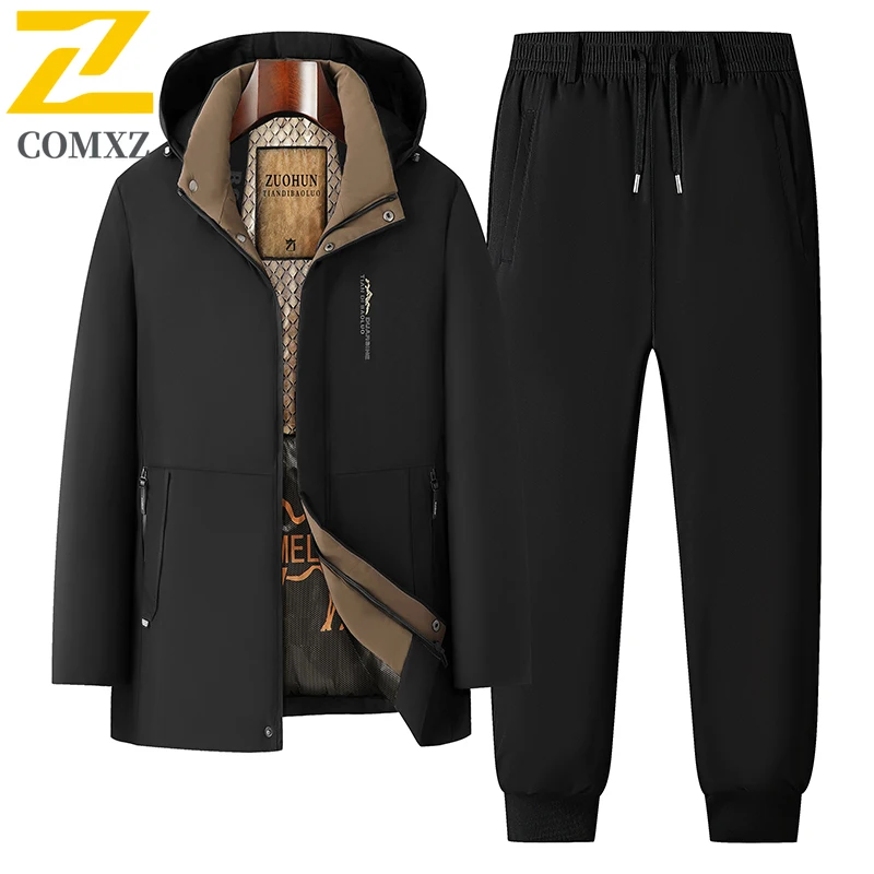 

Comxz 2026 Winter Sweatsuit Set Men High Quality Thick Warm Cotton Padded Jacket Long Tracksuits 2 Piece Casual Sportswear Suits