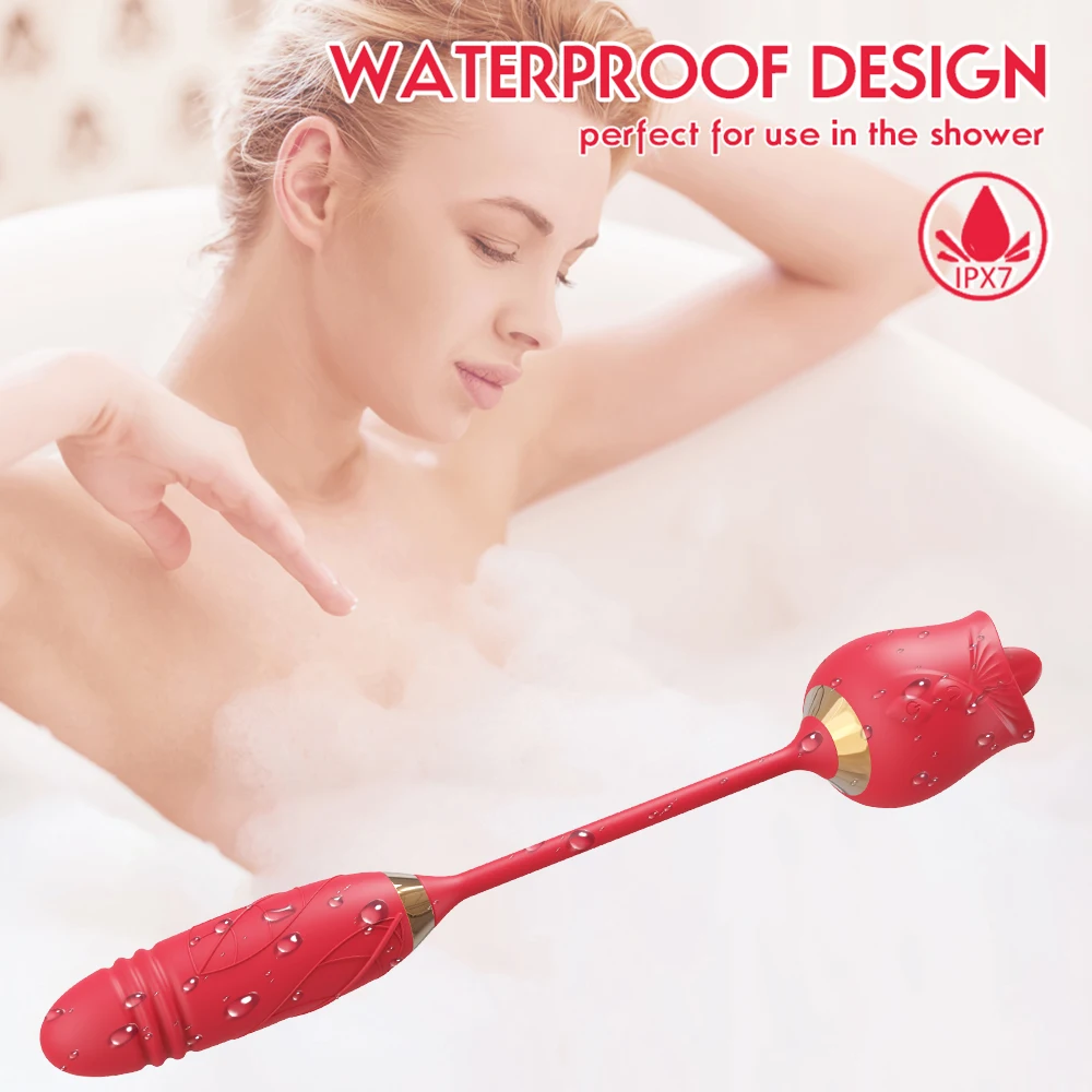 اللسان لعق هزاز للنساء 2 في 1 البظر الحلمات محفز مع Thrusting هزاز للمهبل الإناث معدات الاستمتاع واللعبة الجنس