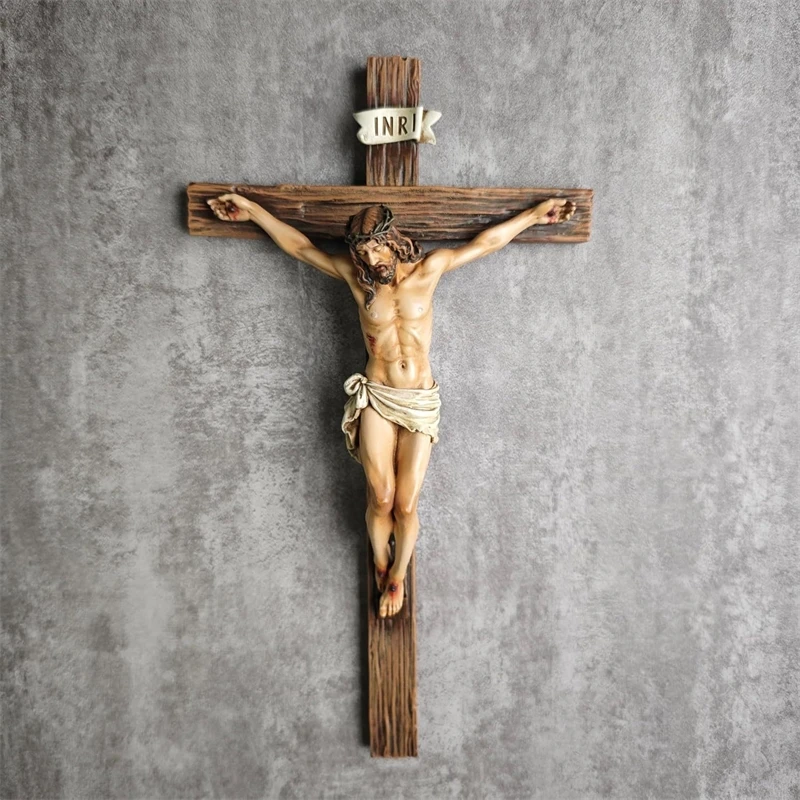 Easter Cross Resin Figurine Home Office Desktop Decoration Religious Holiday Ornament Gift Tabletop Art Sculpture For Christian
