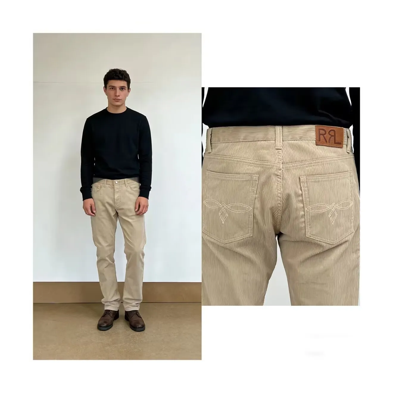 

Винтажные вельветовые брюки Double R прямого кроя, повседневные, свободные, универсальные, удобные, со средней посадкой, на молнии, с вышивкой