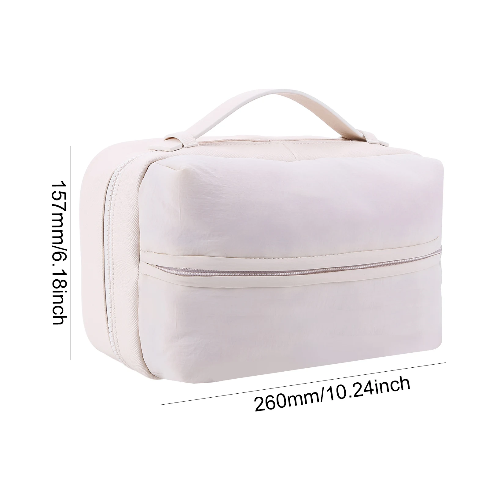 PU Leather Cosmetic Bag Large Capacity Fluffy Portable Women Makeup Case Zipper Closure Waterproof Toiletry Organizer StorageBag