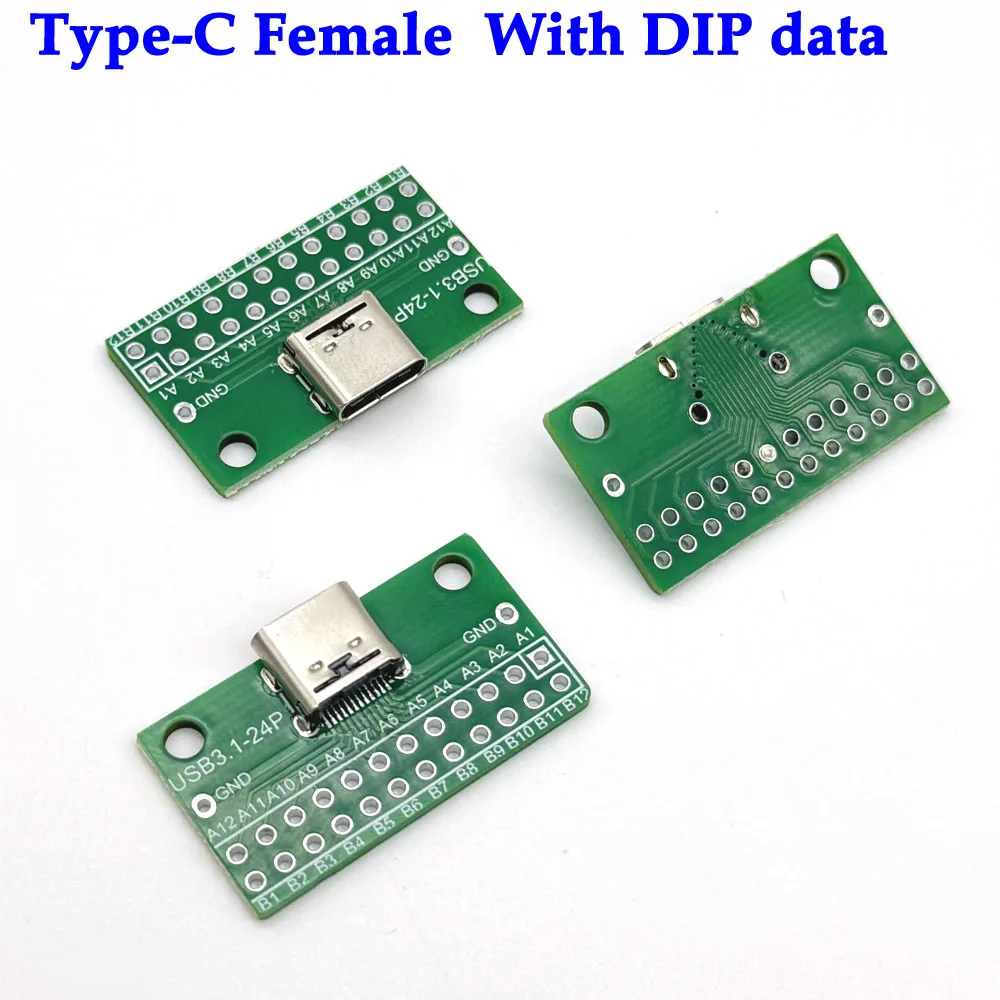 

100 шт., 6 контактов, 24 контакта, гнездовой разъем USB Type-C, 2,54 мм