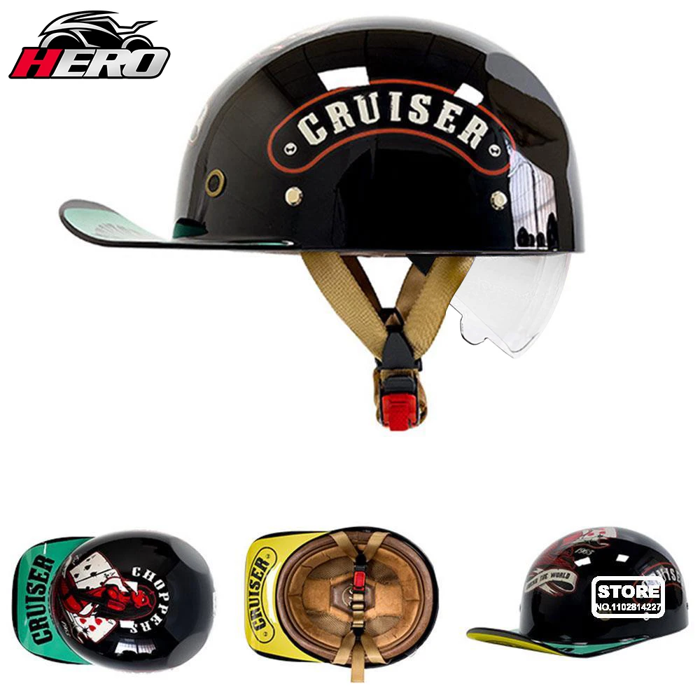 

New Retro Motorcycle Helmet Men Women Baseball Cap Half Helmet Riding Racing Moto Helmet DOT Certification Protection Cap