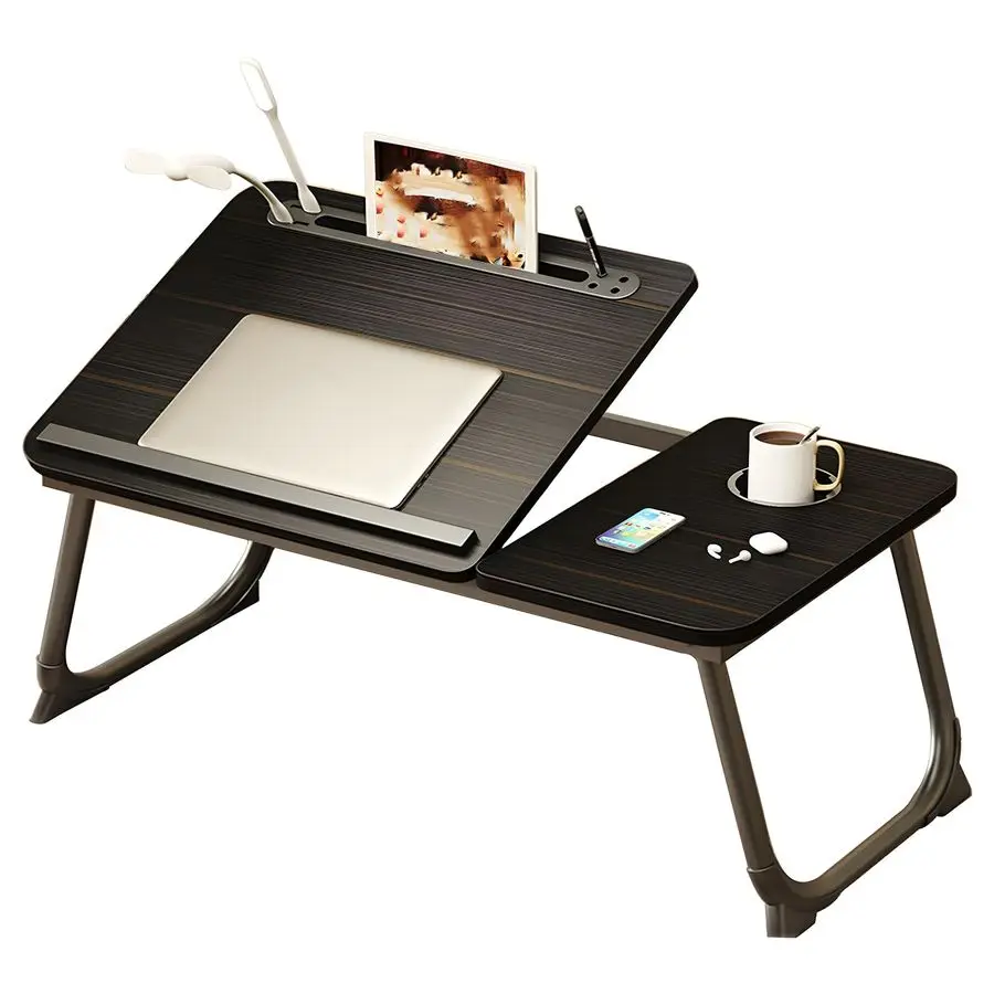 Laptop Stand for Bed, Lap Desk, Portable Laptop Table with Cup and Tablet Card Slot, with Baffle Design to Prevent Items from Fa