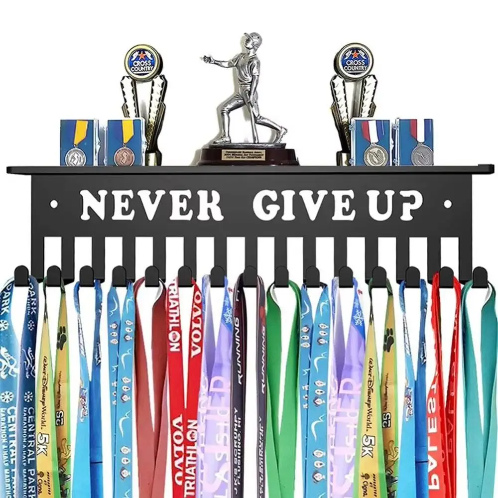 

Large Capacity Medal Display Rack Award Organizer Wall Mounted Medal Hanger Holder Metal Iron With 15 Hooks