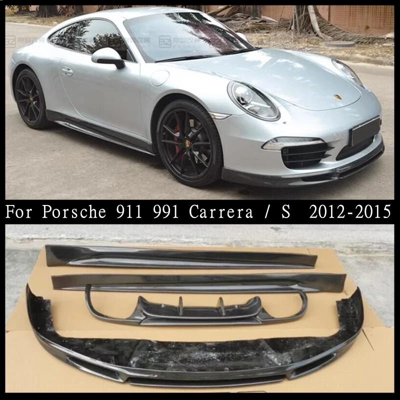 Front Rear Side Skirt Lip Spoiler For Porsche 911 Carrera 2012 2013 2014 2015 Bumper Diffuser Carbon Fiber Spoilers