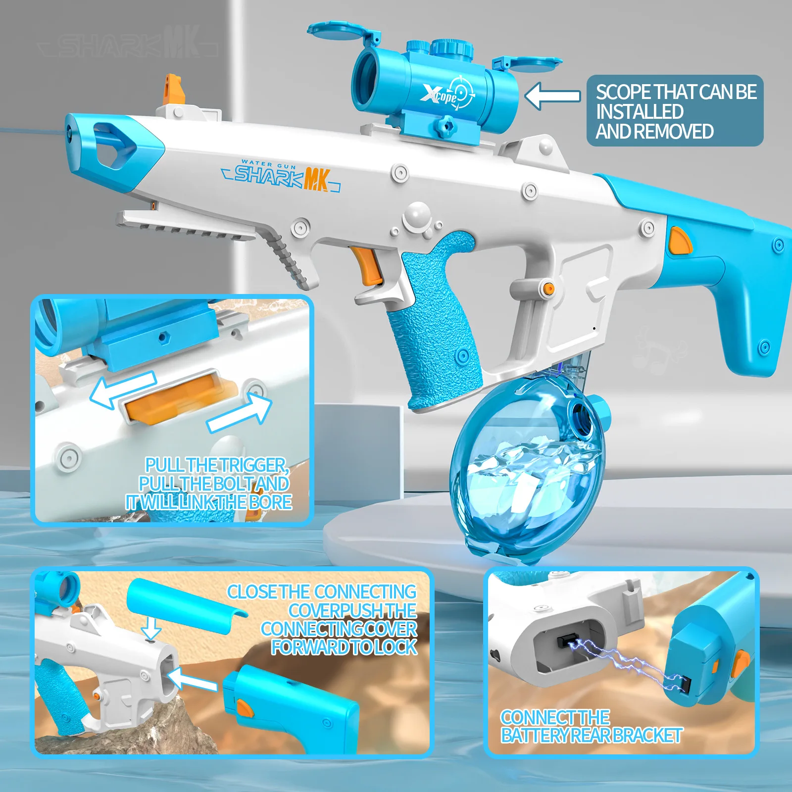 Pistola de agua eléctrica automática, juguetes, pistola de agua de disparo eléctrica automática, juguete para niños, juegos de lucha en piscina al aire libre, juguete de lucha en la playa Bo
