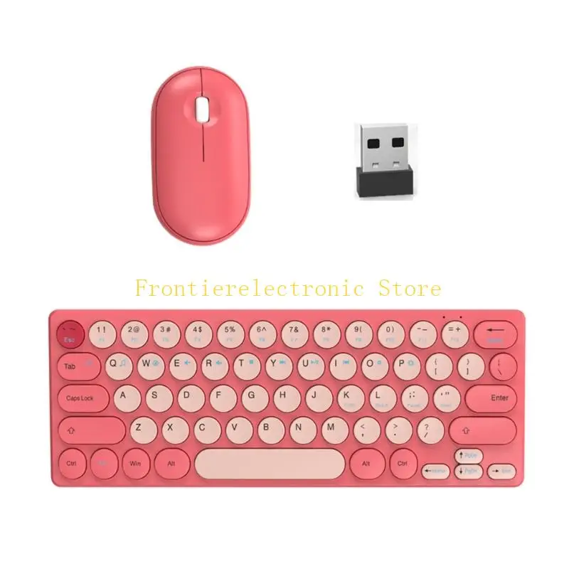 G8DB Retro Round Keycaps Wireless Keyboards Mouse Combo 64Keys Thin Silents Button PC Laptop Compatible