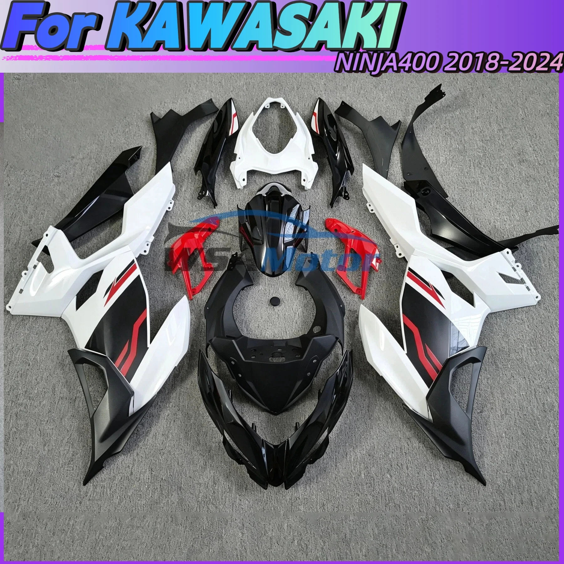 Fit FOR Ninja 400 Green Black Bodywork Components Pack Left Right For NINJA400 EX400 2018-2019-2020-2021-2022-2024 Fairing