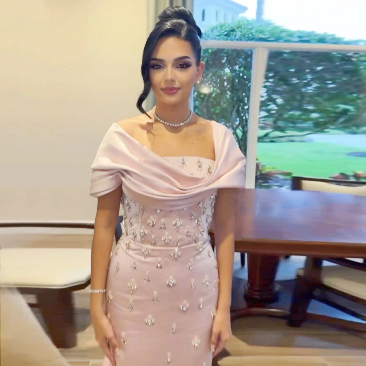 

AsaNagi Arabia Elegant Pink Prom Dresses Women's Party Evening Gowns Sequin Decoration Strapless Formal Party Dresses Customized