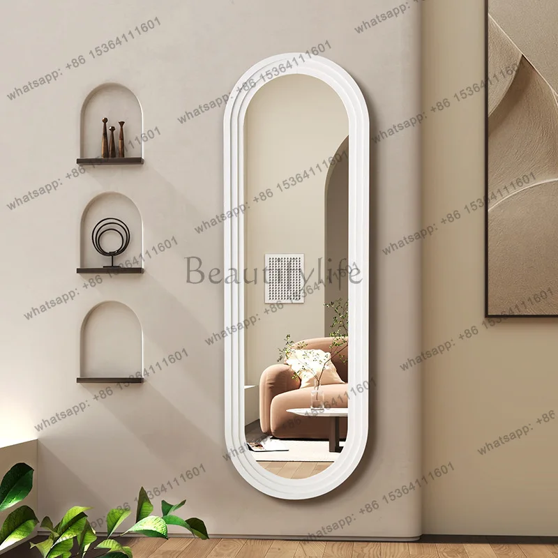 European cream wind arch neoclassical floor mirror French wall-mounted full-length mirror