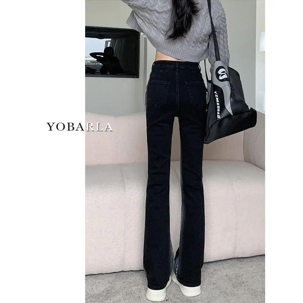 

High Waist Slim Fit Bla Bell Bot Jeans Women's Spring Summer 2026 New Sle Faionable Cotton Polyester Blend Denim
