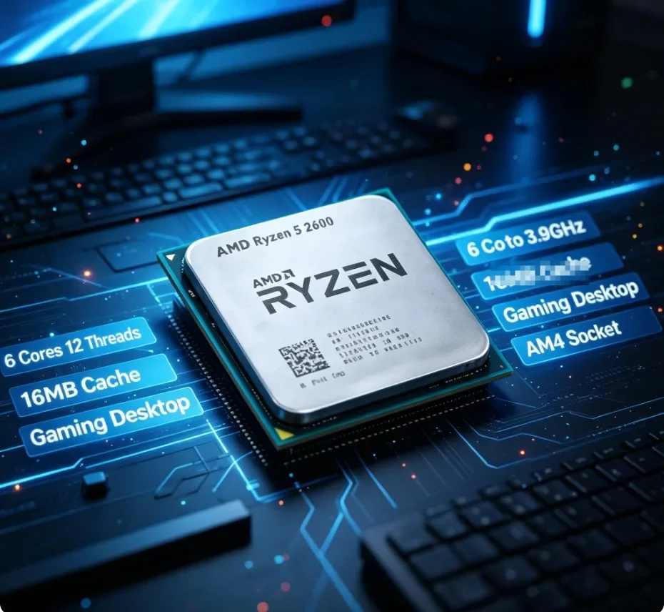 Stable Daily AMD Ryzen 5 2600 AM4 CPU 6C12T 12nm Low Noise Multi-task Office Light Gaming Processor Without Stock Fan