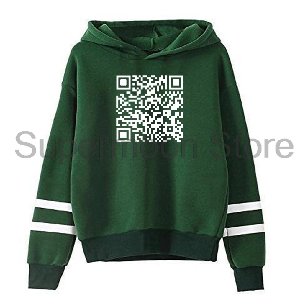 Funny QR Code Fu You Graphic Hoodie Pocketless Parallel Bars Sleeve Streetwear Women Men Hooded Sweatshirt Couple Clothes