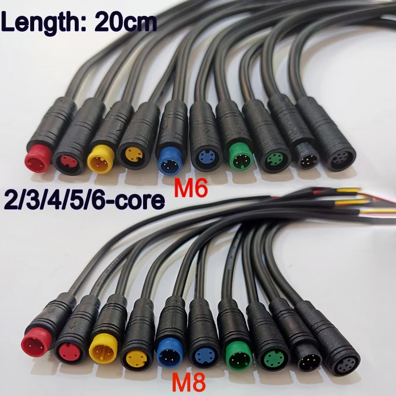 20cm Waterproof Wire M6 M8-2/3/4/56-Core Male and Female Head Docking Plug Connector Cable Signal Sensor