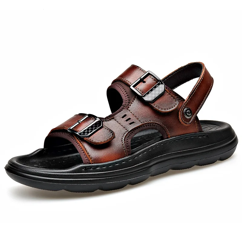 

Anti-slip Dual-purpose Beach Slipper Shoes for Men 2026 Summer New Designer Leather Sandals Male Fashion Casual Sandalias Hombre
