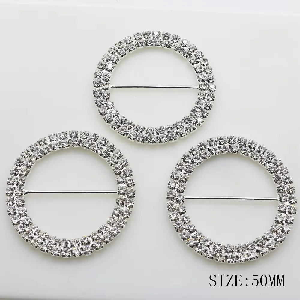 5 sztuk/lor 50MM podwójny kryształ górski okrągłe metalowe klamry z płaskim tyłem do butów damski pasek dziewczyna ubrania akcesoria Craft wstążka