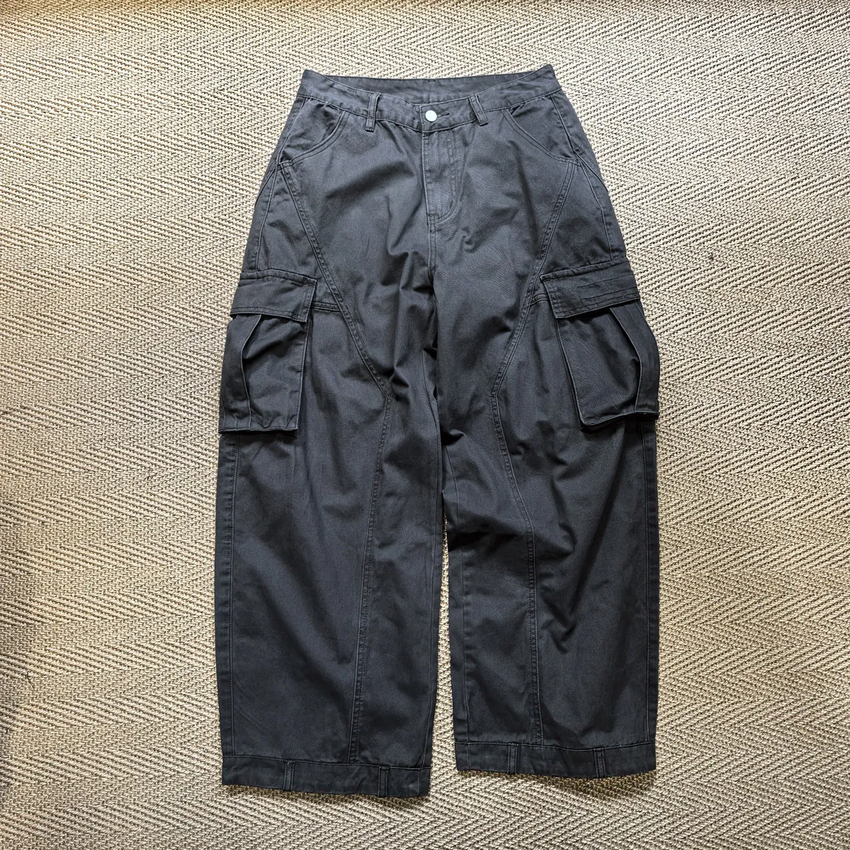 Amekaji Wear Personality Stitching American Street Washed Wide-Leg Casual Pants Baggy Men Loose Cargo Vantage Fashion