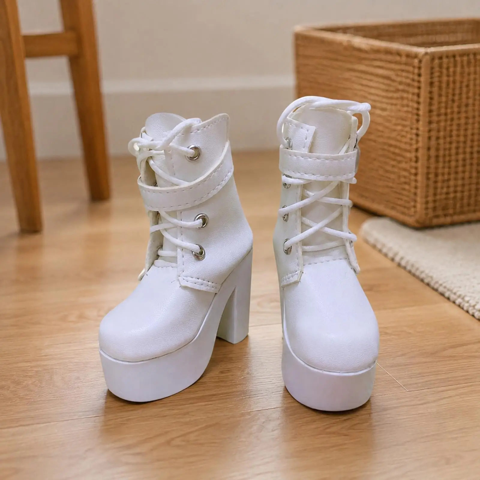 Chunky Doll Boot with Block Heel | top-grain leather Construction, Lace-up Doll Boots