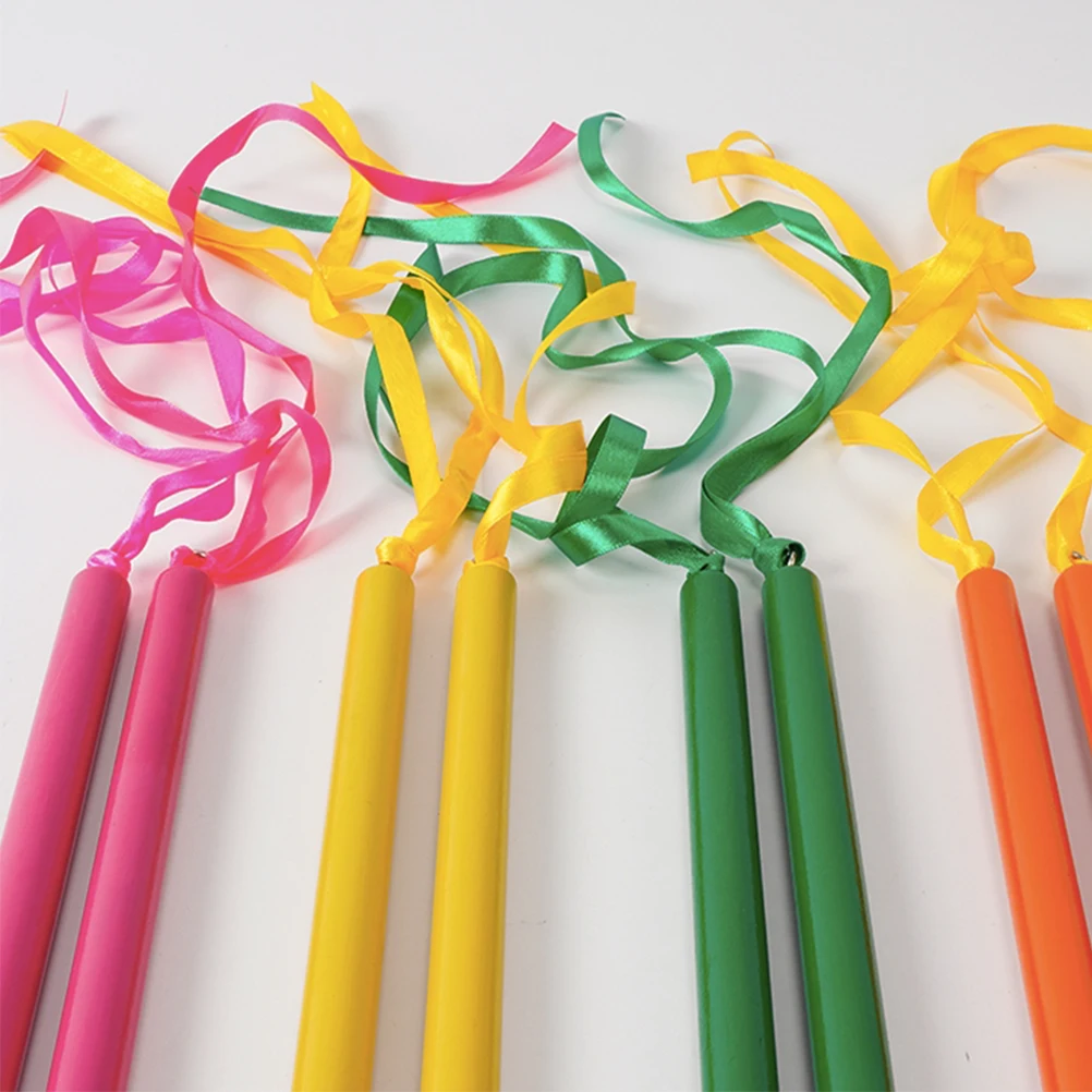 

Ribbon Rhythm Sticks 2 Pairs Wood Musical Instruments Kids Preschool Toys Baby Rhythm Sticks Percussion Stick Educational Tool