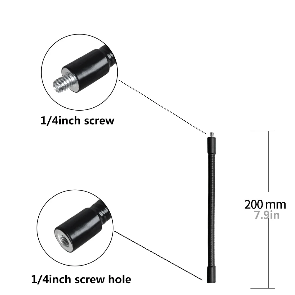 Flexible Metallrohrstange Einbeinstativ Selfie Stick Ständer mit 1/4 Zoll Schraube/Kugelkopf-Verlängerungsarm für Kamerastativ-Handy – Detail 18