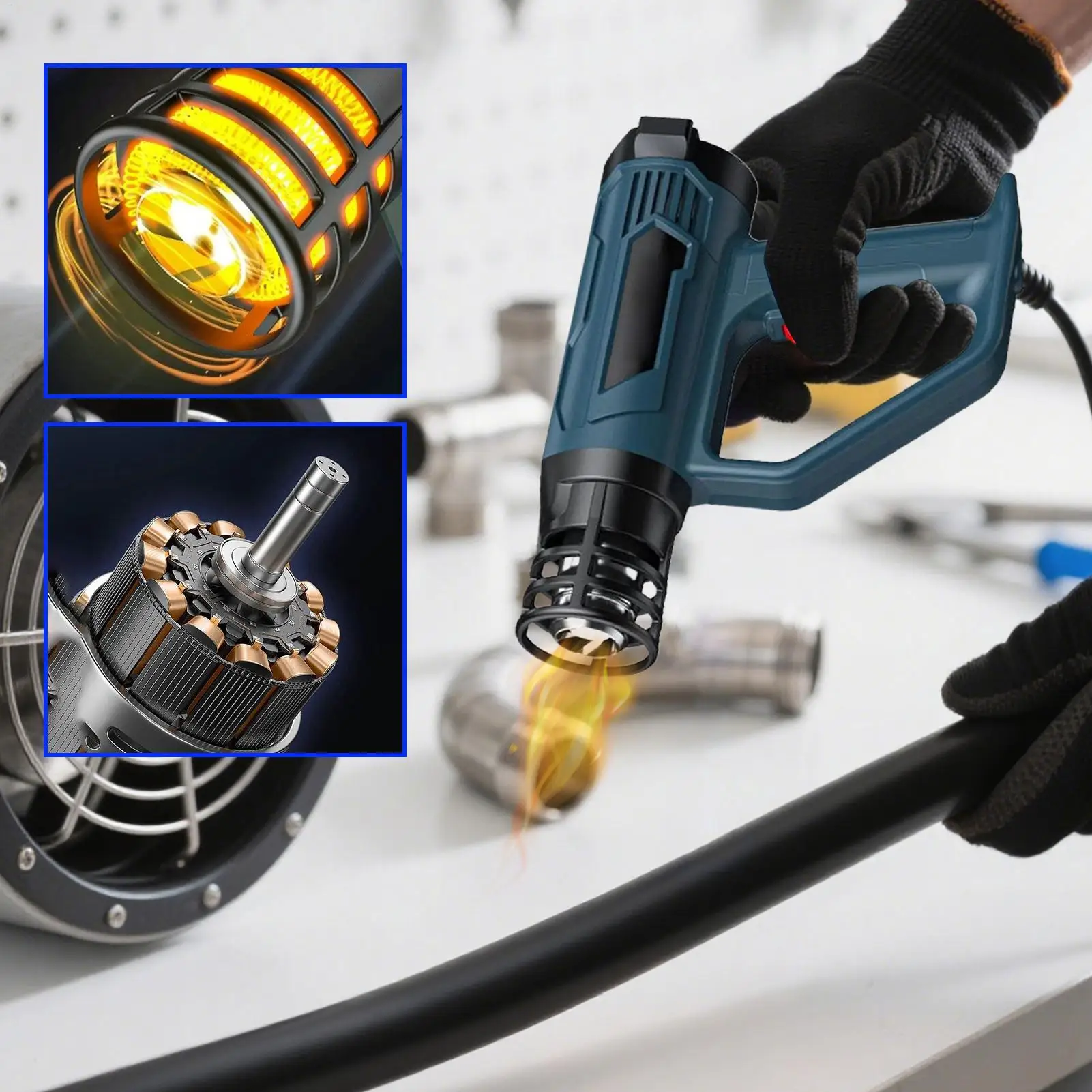 

Electric Hot Air Blower 2500W Fast Heating Craft Machine With 4 Nozzles Hot Air Blowing Tool With Overheat Protection For