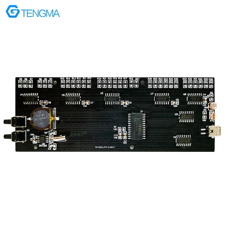 Chip LED Dot-Matrix Clock Kit With Temperature Display Optically Controlled Electronic Clock Making DIY Parts