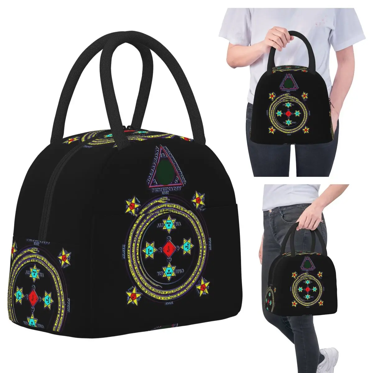

Solomon Circle Goetia Lunch Bags Insulated Bento Box Waterproof Lunch Tote Leakproof Picnic Bags Cooler Bag for Woman Student